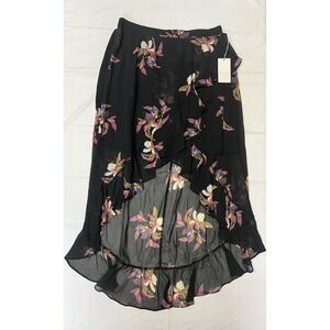 a.n.d eawy Hi-low Black & Flowers Skirt Women's Size M